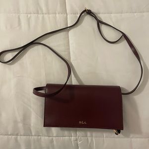 Ralph Lauren Burgundy Leather Crossbody Wallet
